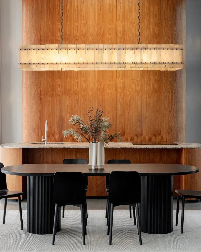 Val d’Isère Series Alabaster Chandelier | Brass & Black Metal