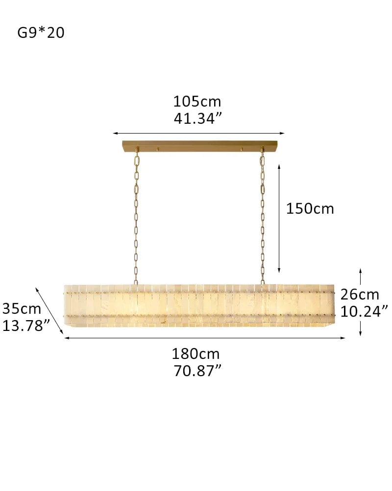 Val d’Isère Series Architectural Chandelier | Linear Tiered Hand-carved alabaster panels and mid-century steel, Mid-century steel finish for Dining rooms, foyers, and offices 20-light-L180CM L71" Brass American Vintage chandelier lamp