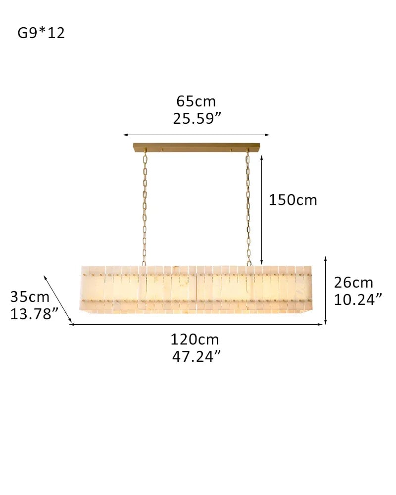 Val d’Isère Series Architectural Chandelier | Linear Tiered Hand-carved alabaster panels and mid-century steel, Mid-century steel finish for Dining rooms, foyers, and offices 12-light-L120CM L47" Brass American Vintage chandelier lamp