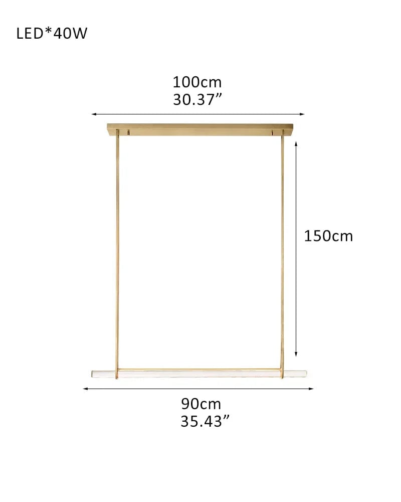 Valence Series Architectural Linear Chandelier | Triple Bar Prism Meticulously crafted clear prisms with vertical brass drops, Lacquered Burnished Brass and Black for Dining Rooms and Kitchen Islands Single-L90CM L35" Brass American chandelier