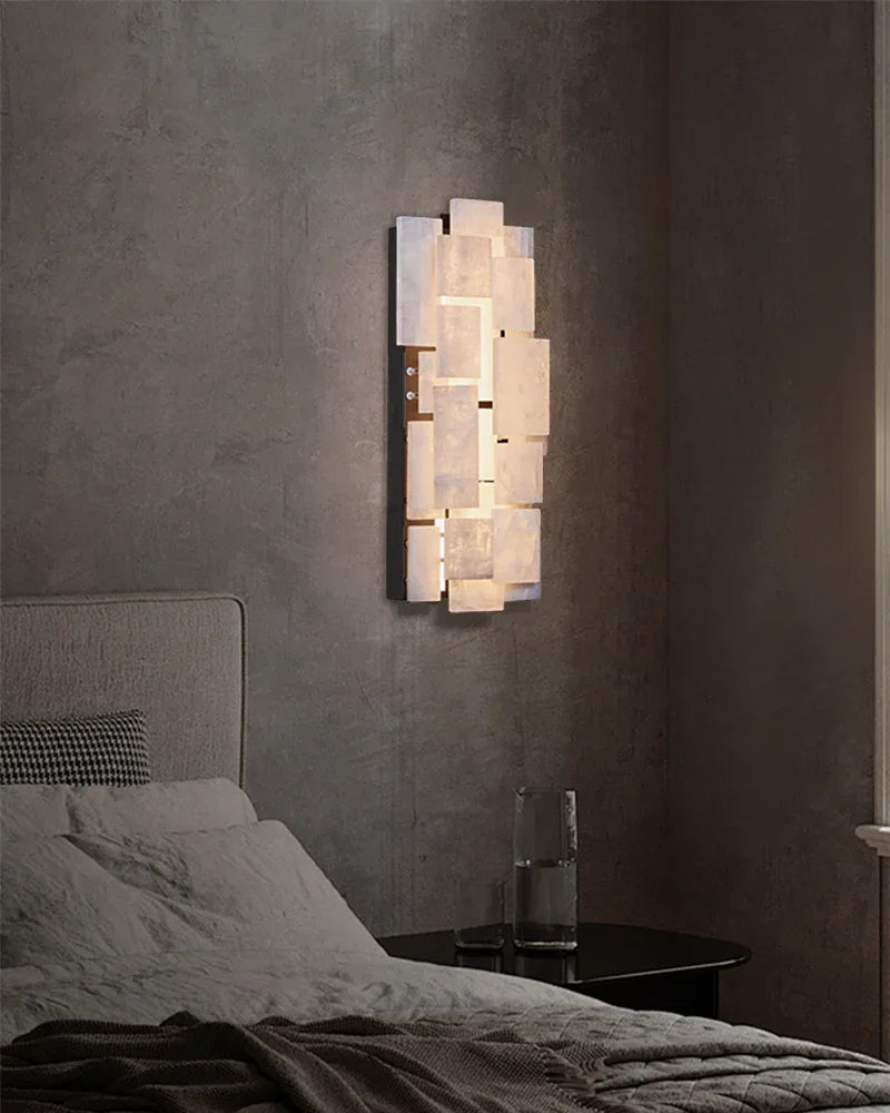 Frozen Calcite Crystal Wall Sconce | 27" Square Bedside & Corridor Lighting 15W Flush Mounted Wall Sconce Lamp