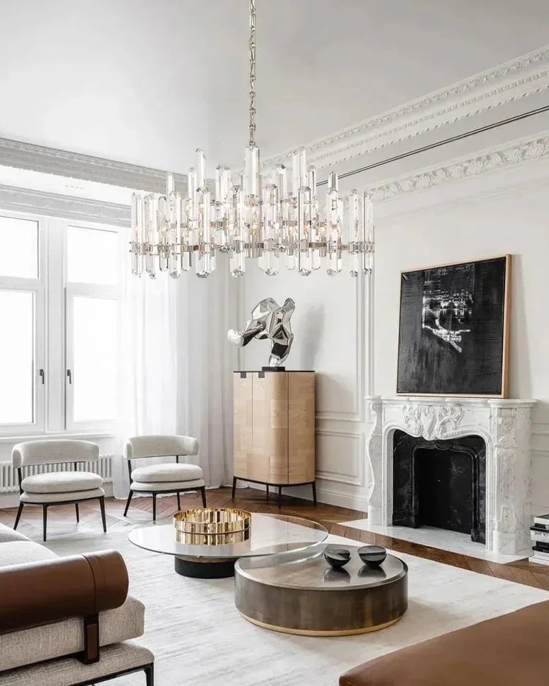 Zermatt Series K9 Crystal Chandelier | Brass, Chrome & Black Metal