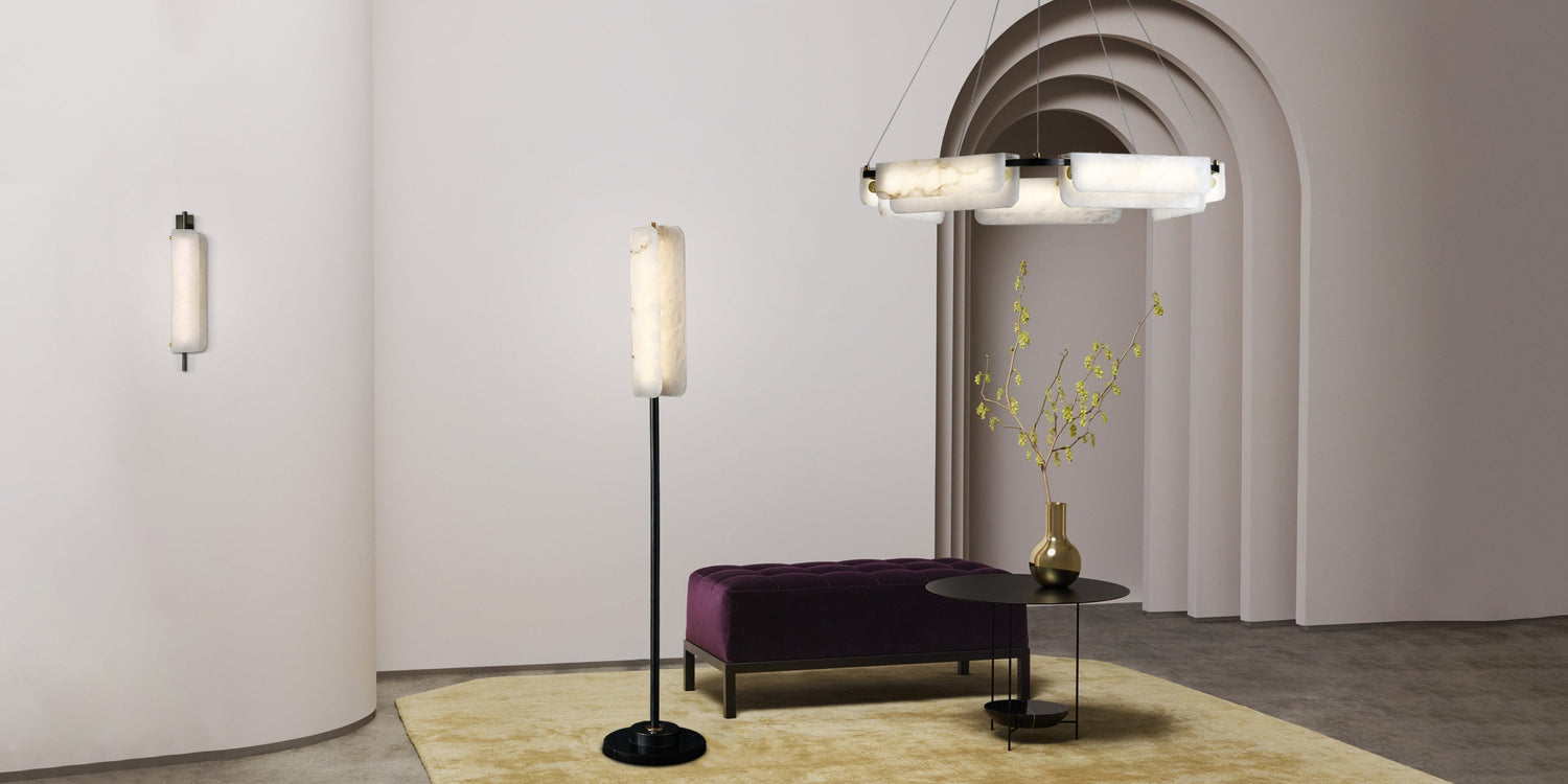 Nordic marble led modern white stone floor-lamp