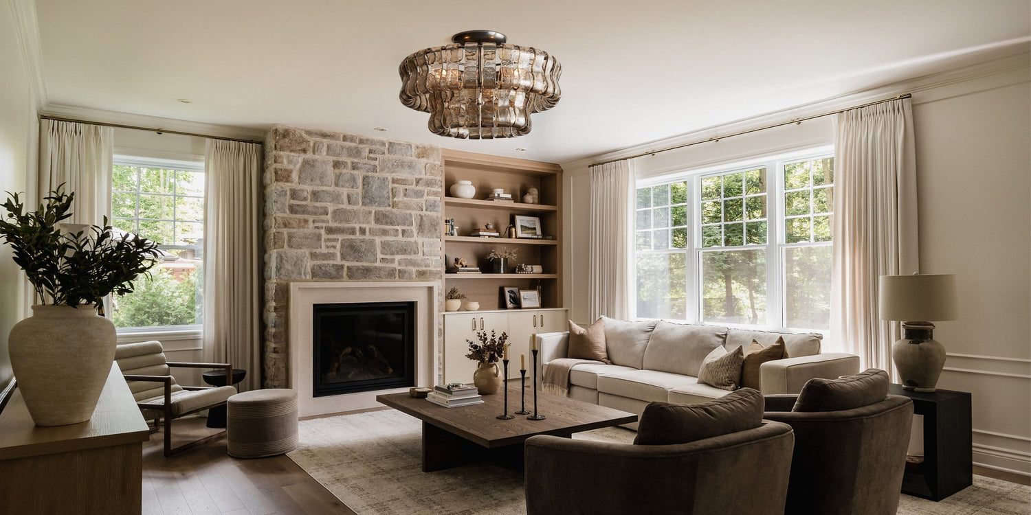 Art Multi-Tier Flush Mount Ceiling Light - Ghiaccio Glass in Bronze Brass - LightsStory Chandeliers & Crystal Lighting - USA