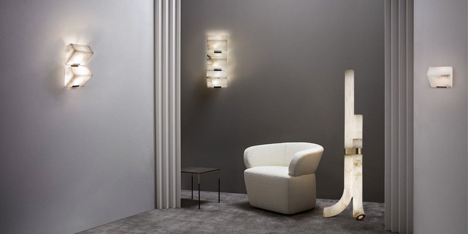 Sculpting Light: The Alabaster 1-Light Wall Sconce in Brushed Black - LightsStory Chandeliers & Crystal Lighting - USA
