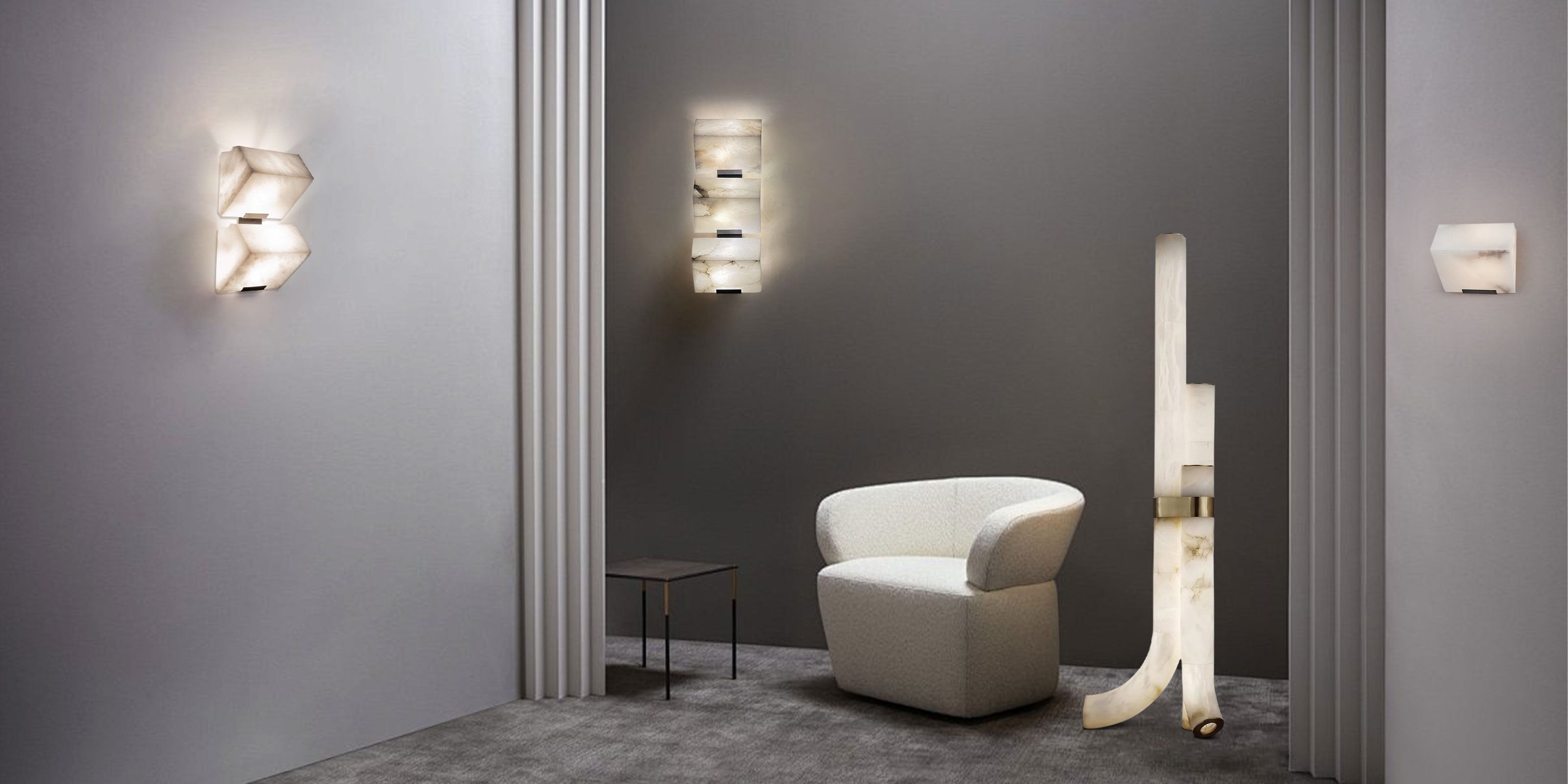 Sculpting Light: The Alabaster 1-Light Wall Sconce in Brushed Black - LightsStory Chandeliers & Crystal Lighting - USA