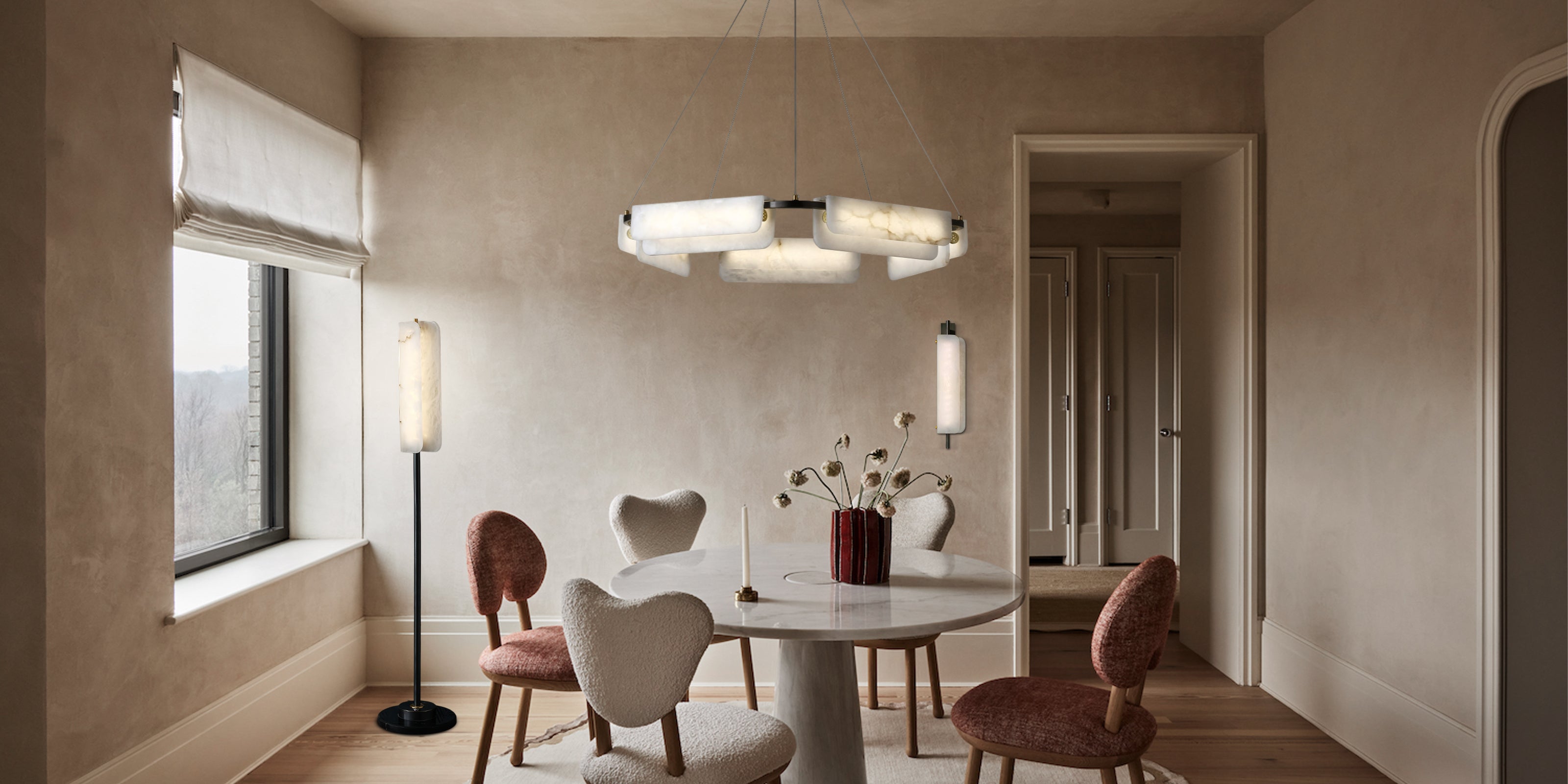 Contemporary Minimalist Alabaster Chandeliers
