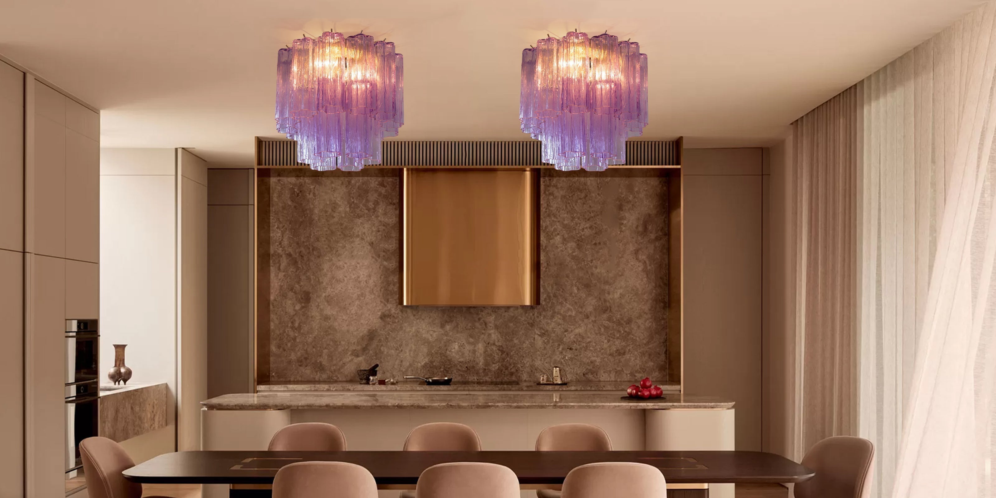 Tronchi Semi-Flush Ceiling Lamp - Venetian Glass Shade