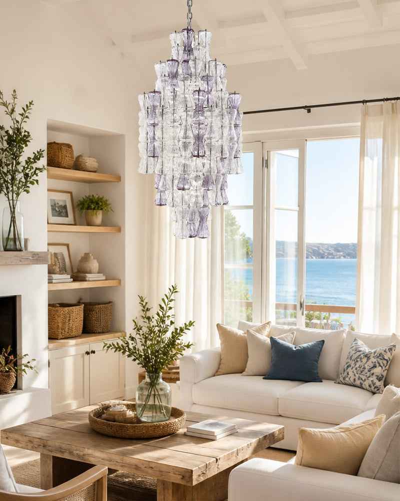 LightsStory Murano Glass Grande Waterfall Chandelier - Hand-Blown Mul