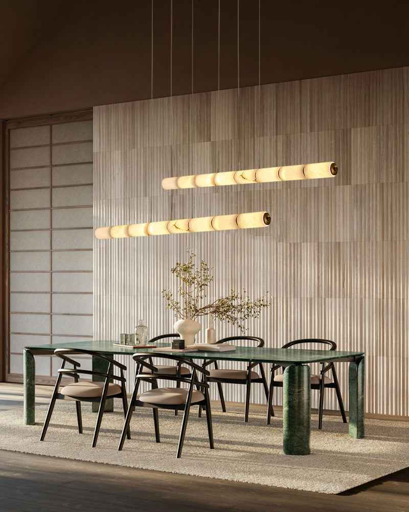 Alabaster Linear Geometric Chandelier Pendant Light - 24 Lights - Natural White - LightsStory Chandeliers & Crystal Lighting - USA