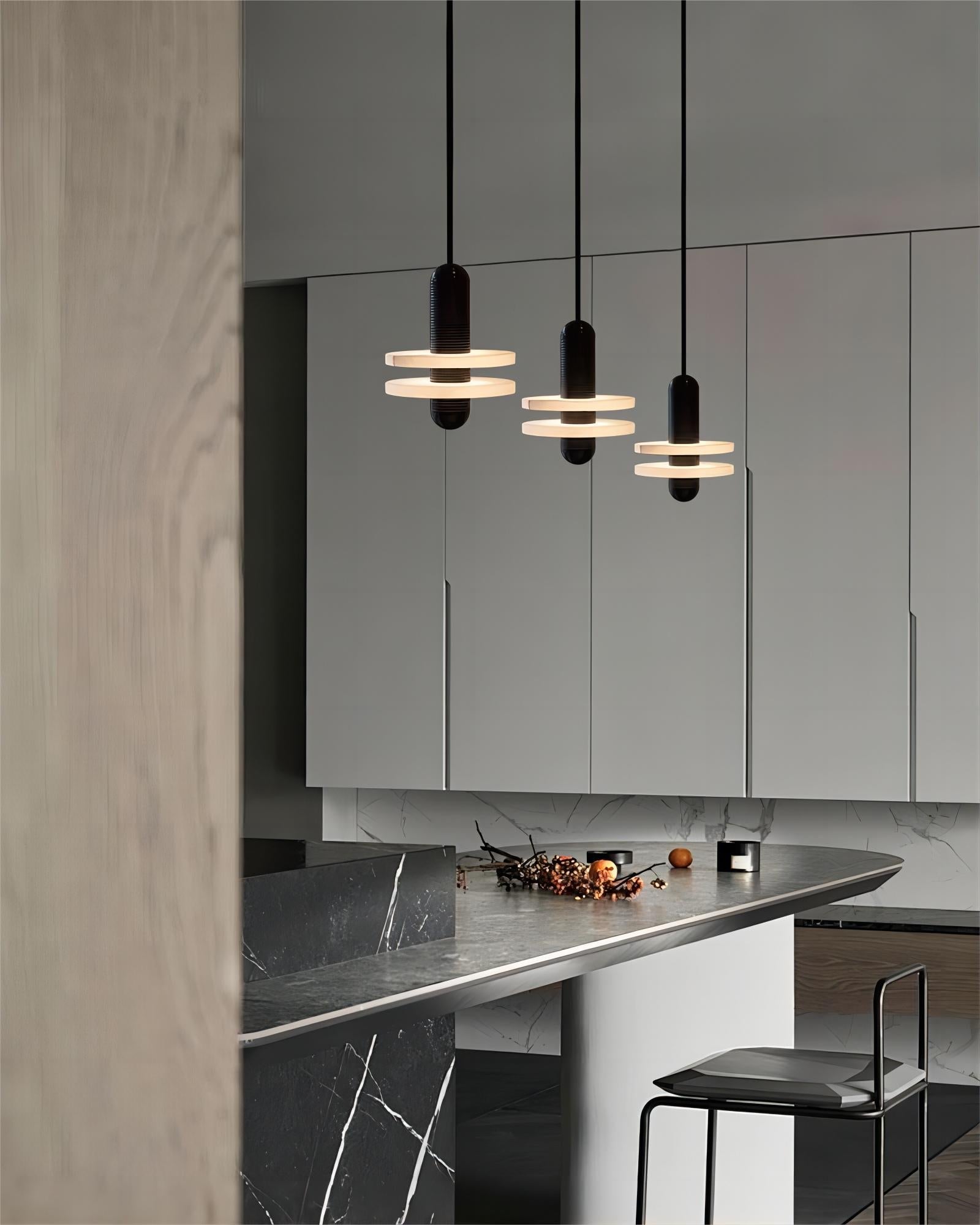 Spanish Alabaster Marble Ring Pendant for Dining Room – Modern, Brass & Black, Celestial Series - LightsStory Chandeliers & Crystal Lighting - USA