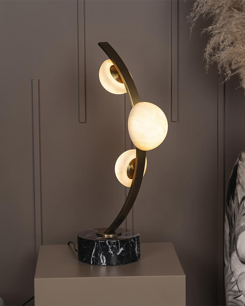 LightsStory Alabaster Curved Table Lamp - Moon-inspired Design - Luxu