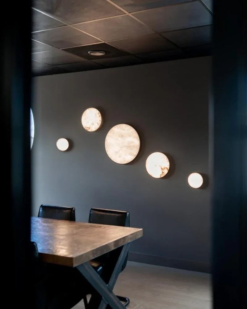 Knokke Alabaster Dome Wall Sconce - Serene White - Small Round - Luxu
