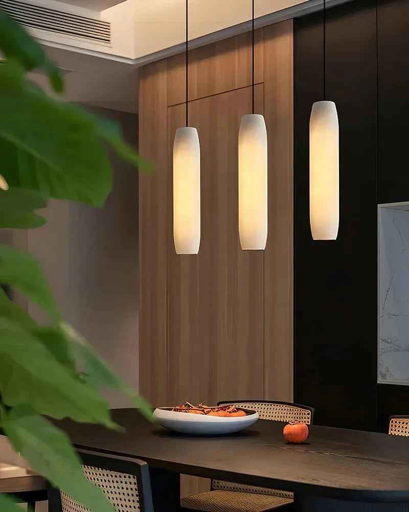 LightsStory Serene Marble Cluster Pendant Light - Linear Flute White