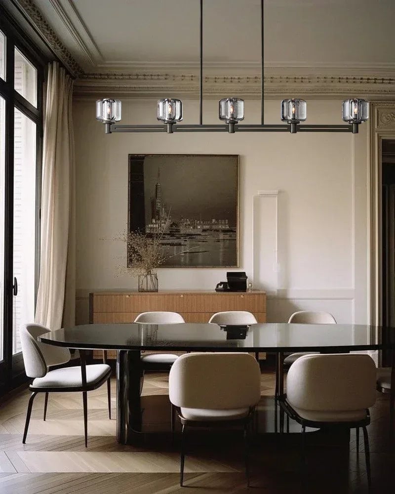 Mayfair Statement Rectangle Chandelier - K9 Crystal - Brass & Black