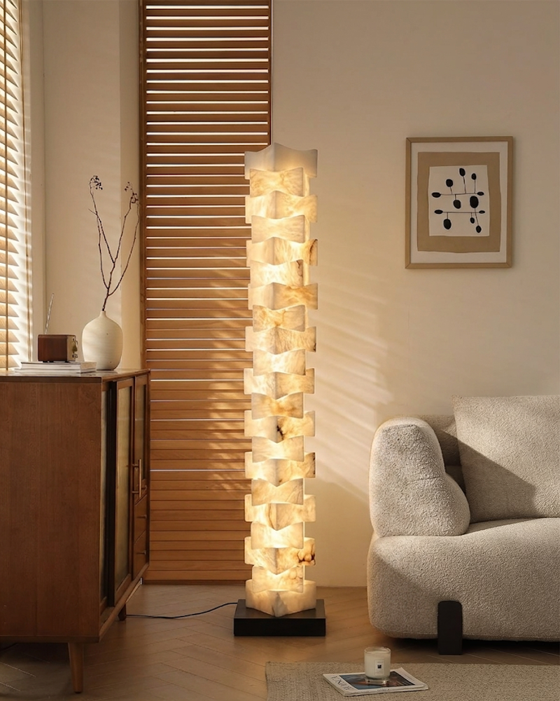 LightsStory Alabaster Linear Floor Lamp - Tall Statement Totem