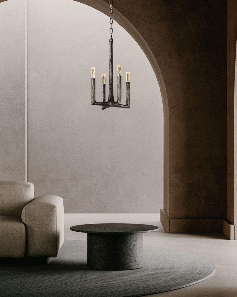 Thod Hand-Forged Brass & Bronze Iron Linear Chandeliers Wide 54" 72" 95" for Dining table