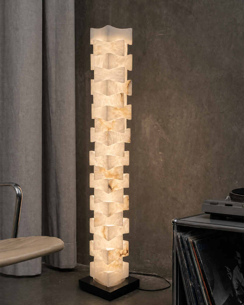 LightsStory Alabaster Linear Floor Lamp - Tall Statement Totem