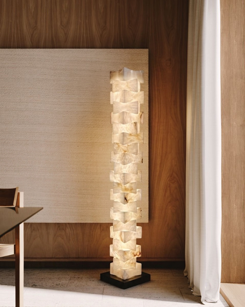 LightsStory Alabaster Linear Floor Lamp - Tall Statement Totem