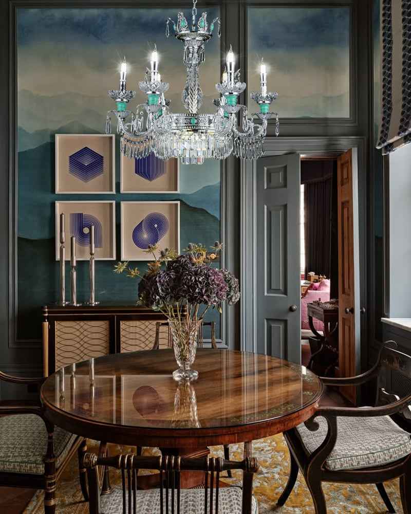 Lightsstory Series Classic Crystal chandelier | Translucent Hand-blown Crystal Handing Light Finish for Dining Rooms, Living Rooms and Bedroom