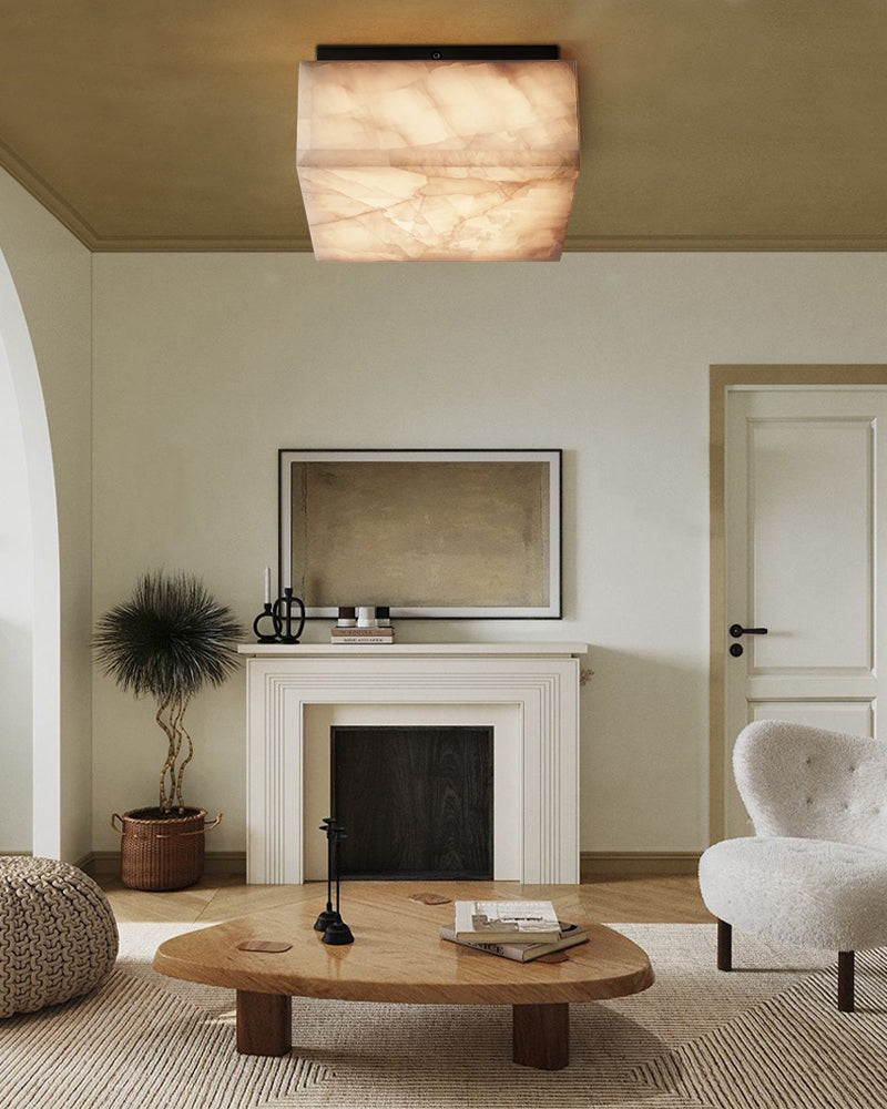 LightsStory Serene Alabaster Dome Ceiling Light - Natural Stone