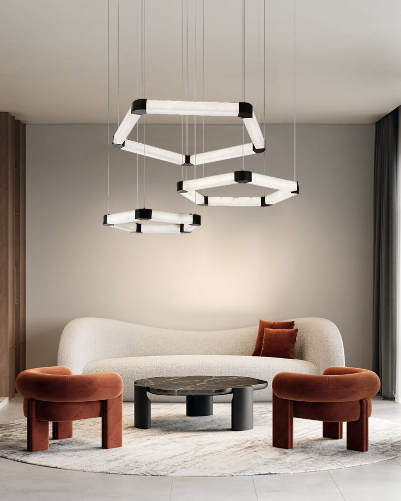 LightsStory Signature Square Chandelier - Alabaster & Matte Black - LightsStory Chandeliers & Crystal Lighting - USA