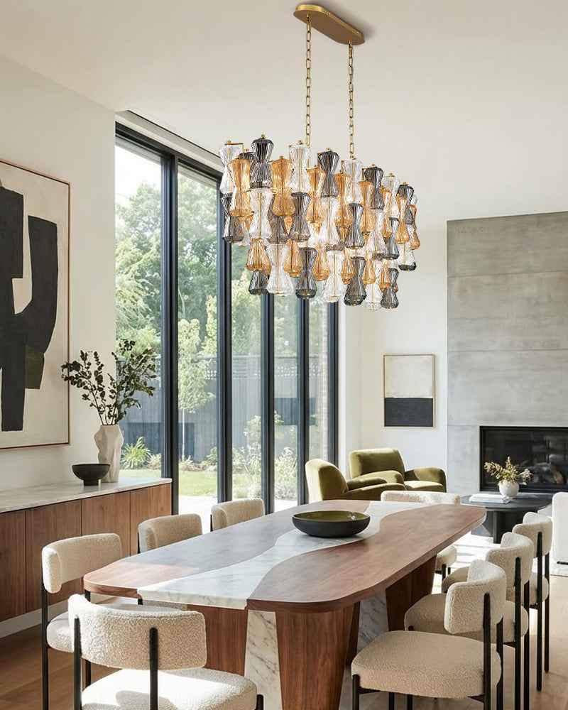 Hand Blown Glass Waterfall Chandelier - Tiered Statement Lighting (Copy)