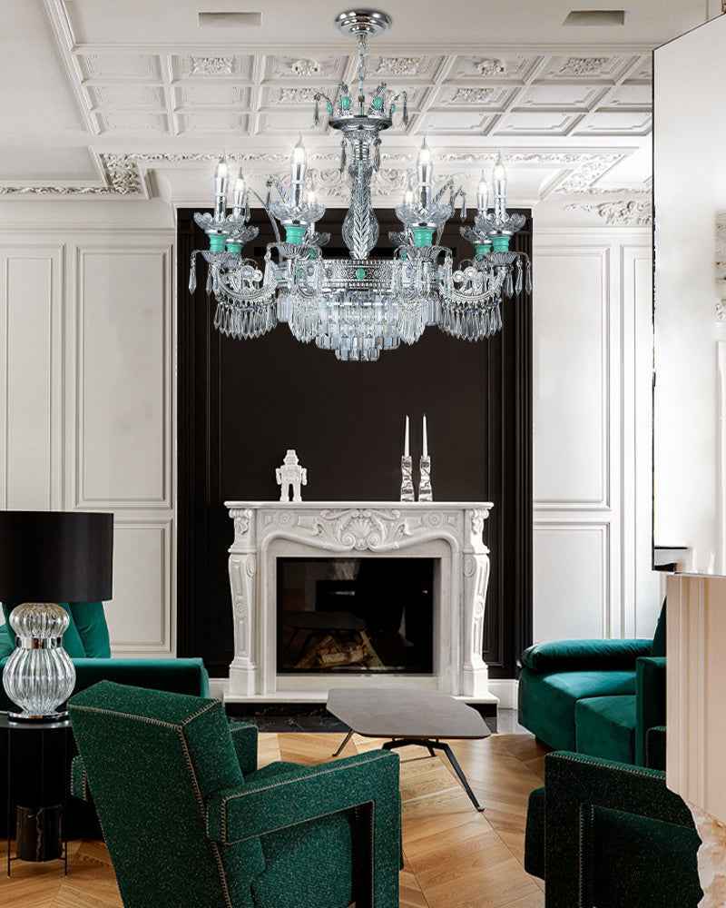 Lightsstory Series Classic Crystal chandelier | Translucent Hand-blown Crystal Handing Light Finish for Dining Rooms, Living Rooms and Bedroom