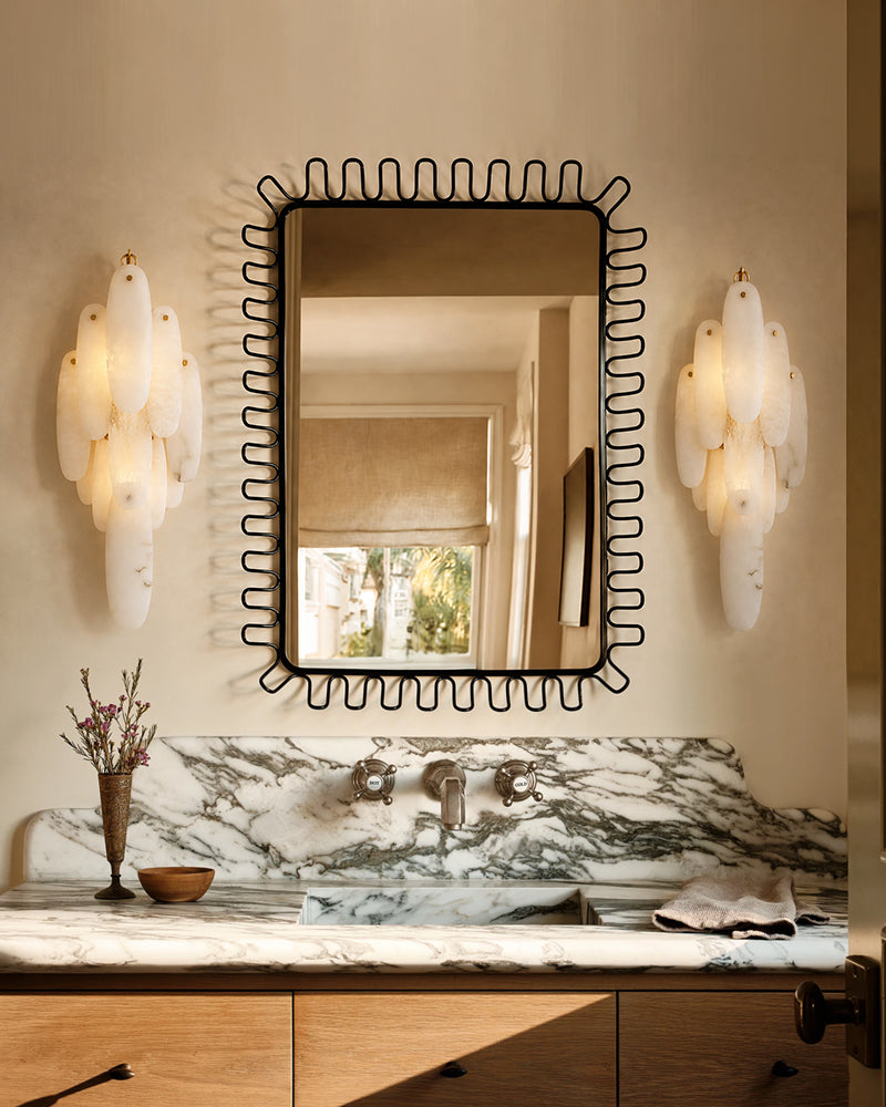 Moritz Alabaster Textured Oval Globe Wall Light - Natural Spanish Alabaster, Serene Matte, Custom Trim - Luxury Home Interior Lighting