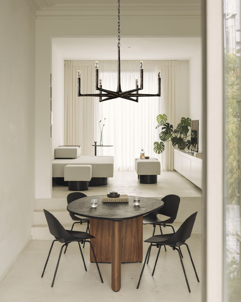 E27 Copper/Black high floor lamp 24" with fabric linen shade in forged slender texture