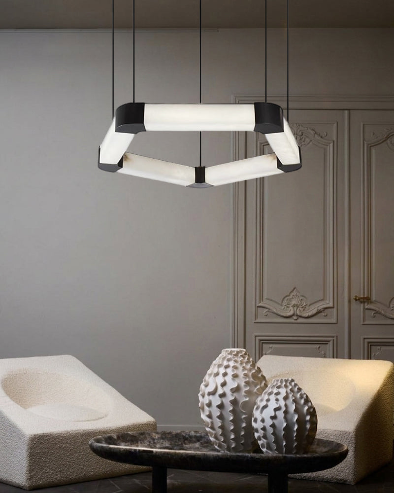 LightsStory Signature Square Chandelier - Alabaster & Matte Black - LightsStory Chandeliers & Crystal Lighting - USA