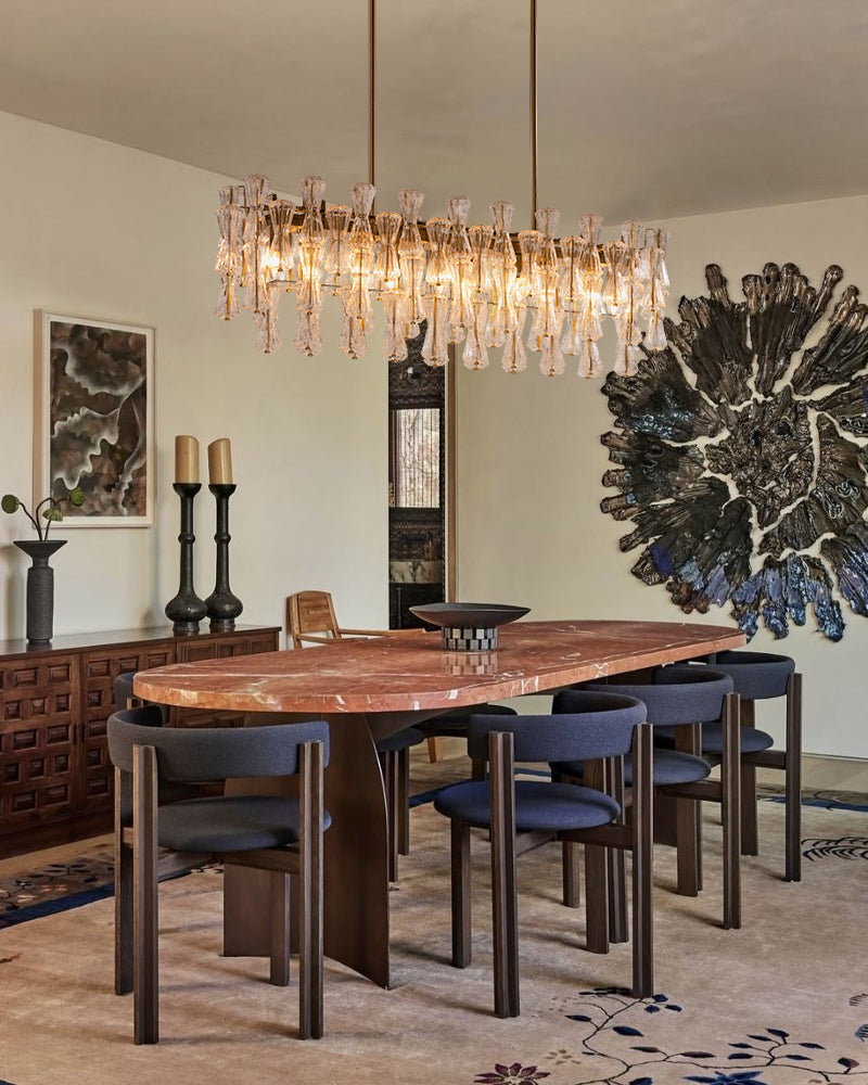 Hand Blown Glass Waterfall Chandelier - Tiered Statement Lighting