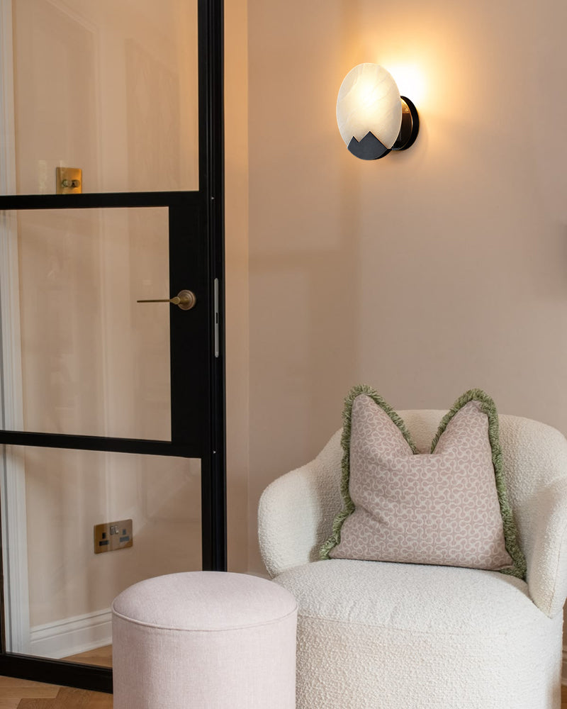 LightsStory Geometric Wall Sconce - Lux Alabaster Brushed Brass