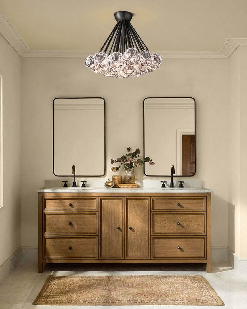 Black/Brass Modern Crystal Ceiling Lighting with Adjustable Cord for Bedroom Hallway Modern Pendant lamp