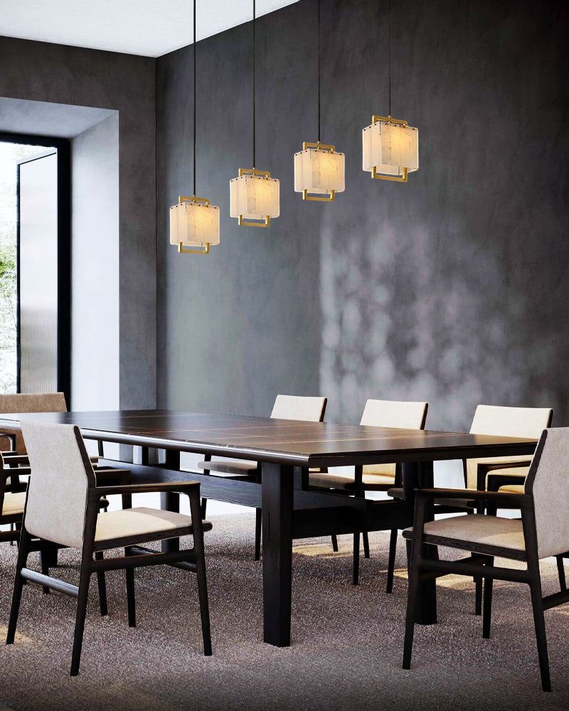 Elegant Cluster Alabaster Dome Suspension Light Lacquered Burnished Brass for hallway