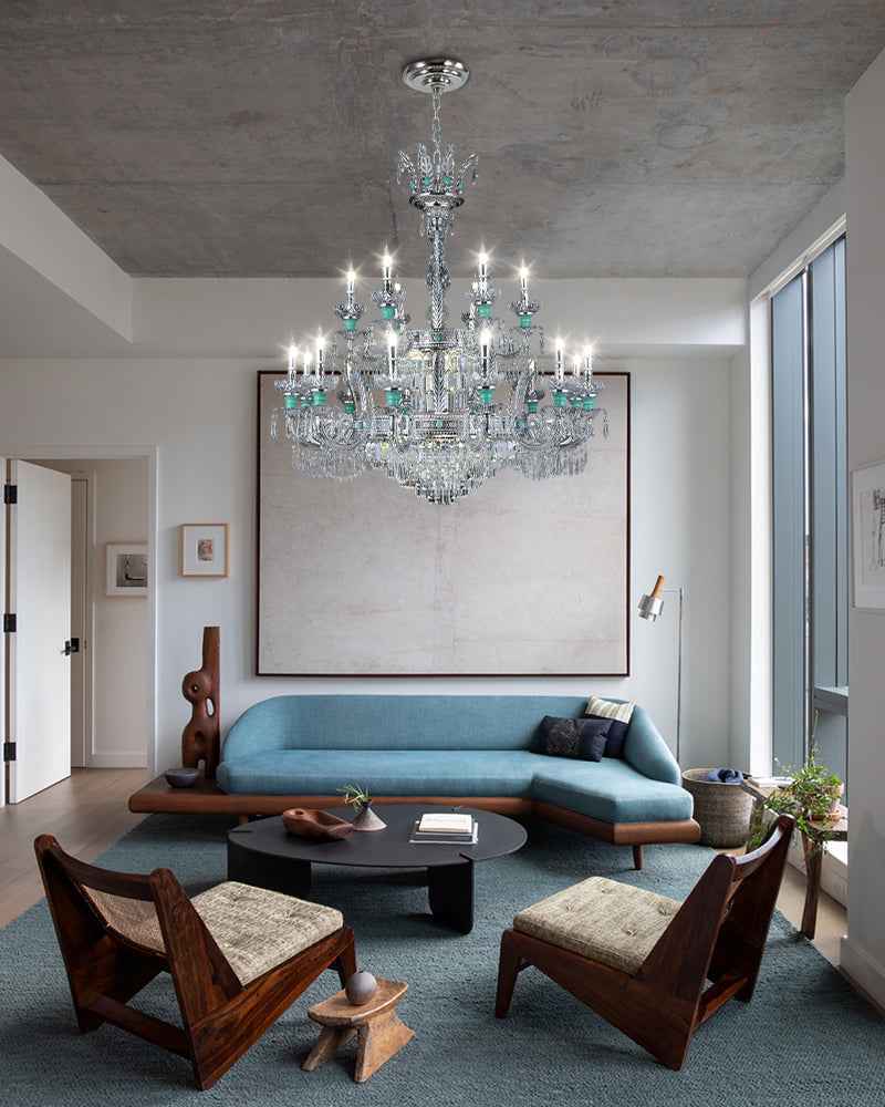 Lightsstory Series Classic Crystal chandelier | Translucent Hand-blown Crystal Handing Light Finish for Dining Rooms, Living Rooms and Bedroom