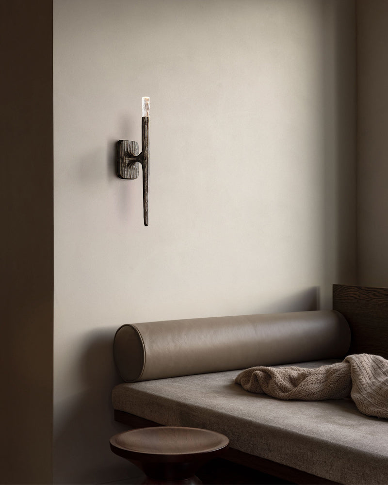 Unique Forged Aged Brass & Bronze Iron Linear Wall Light Fixtures Wide 4.5"