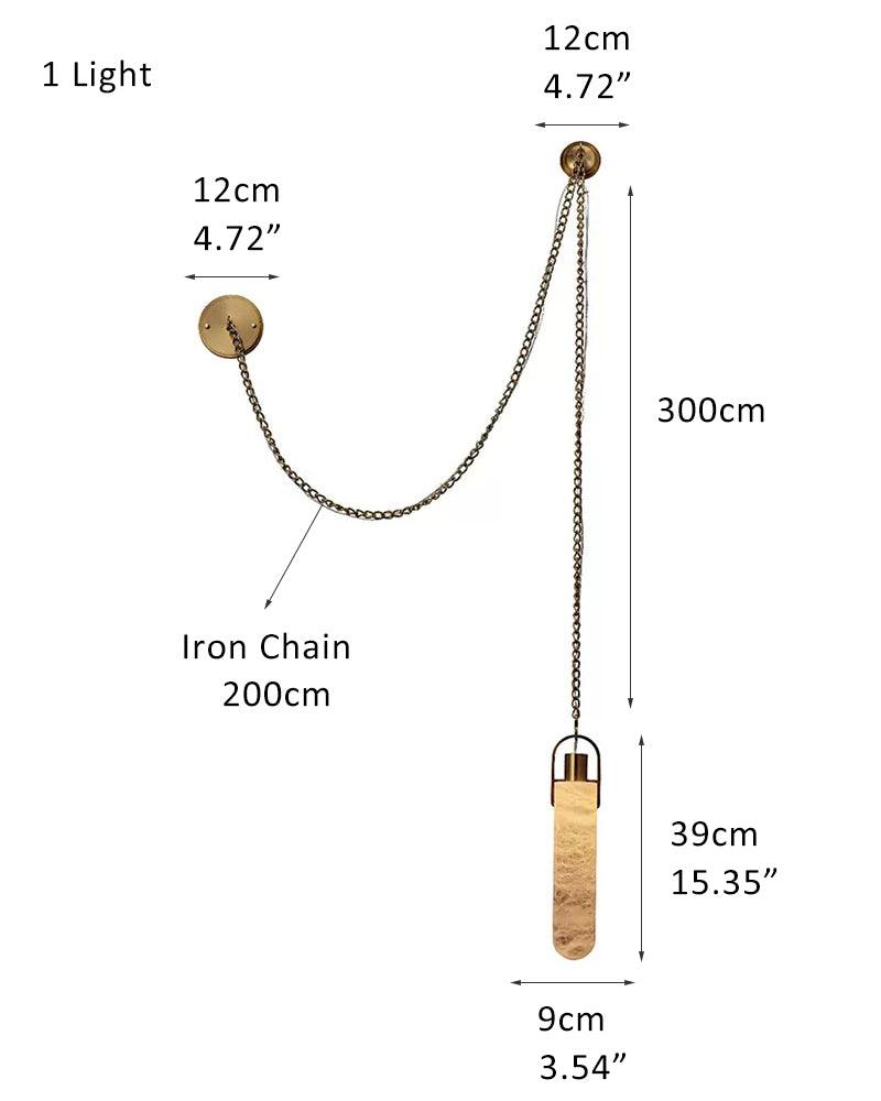 9-light brass LED pendant lamp dimensions with adjustable iron chain