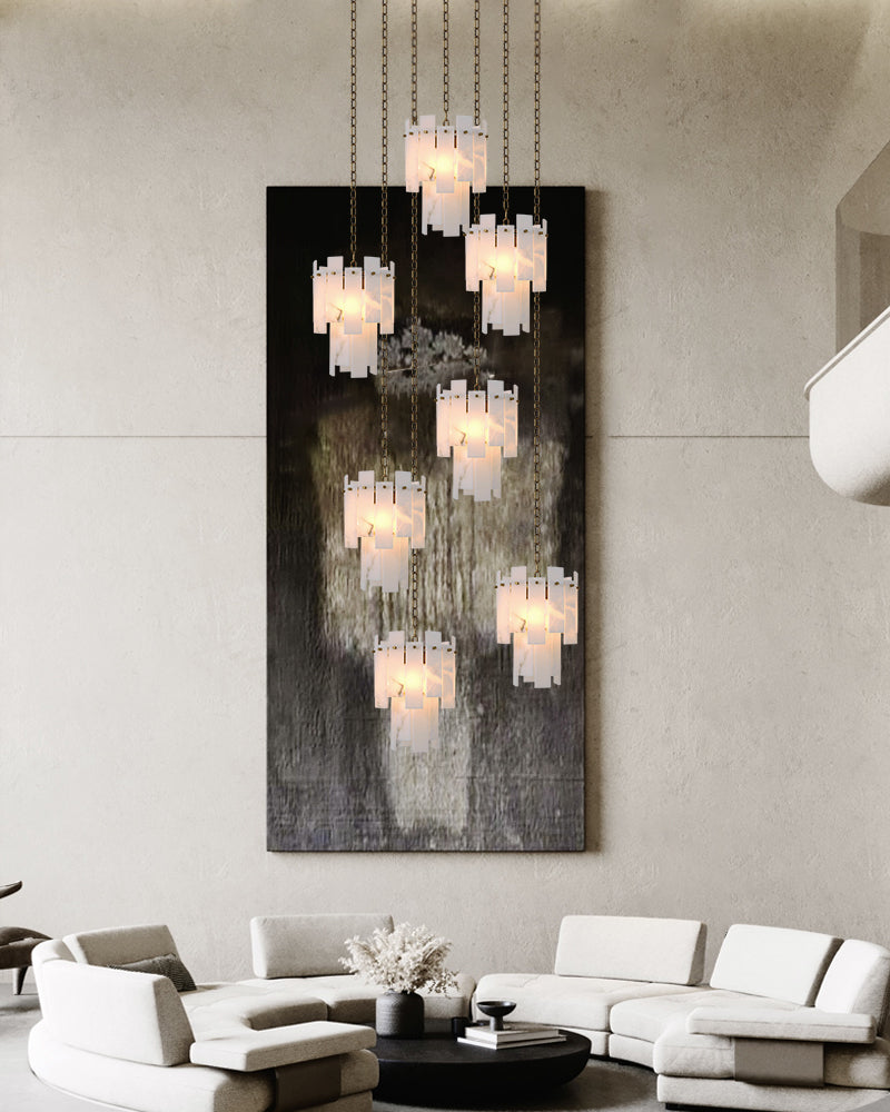 3-light Alabaster marble Cluster Chandelier 13" with adjustable chain 150cm for kitchen