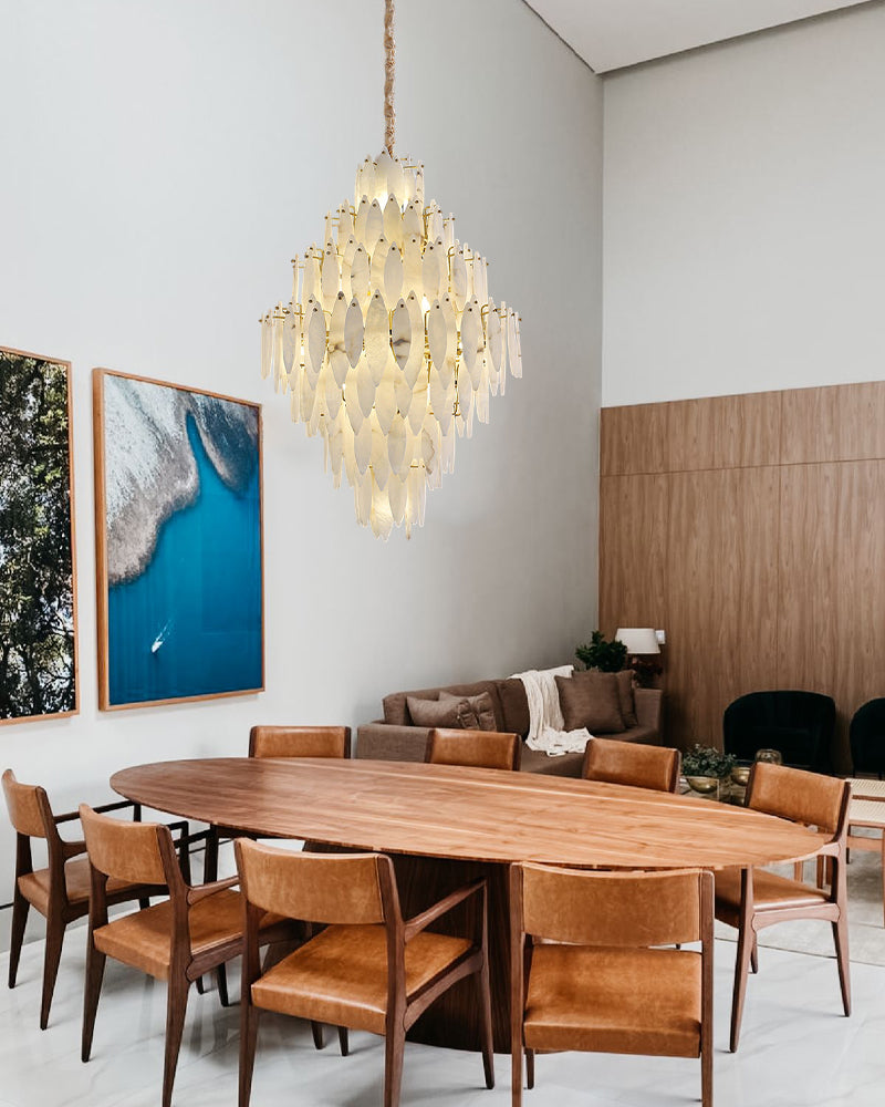 Modern Chandelier Alabaster Lighting Multi-Tier Round Design in Brass/Black Metal Luxury Modern Chandelier