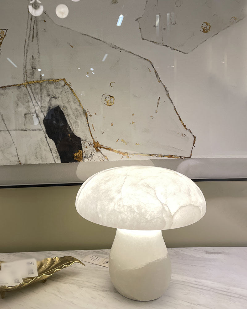 E27 white Cosy table lamp with mushroom marble shade for bedroom, dining, stydying