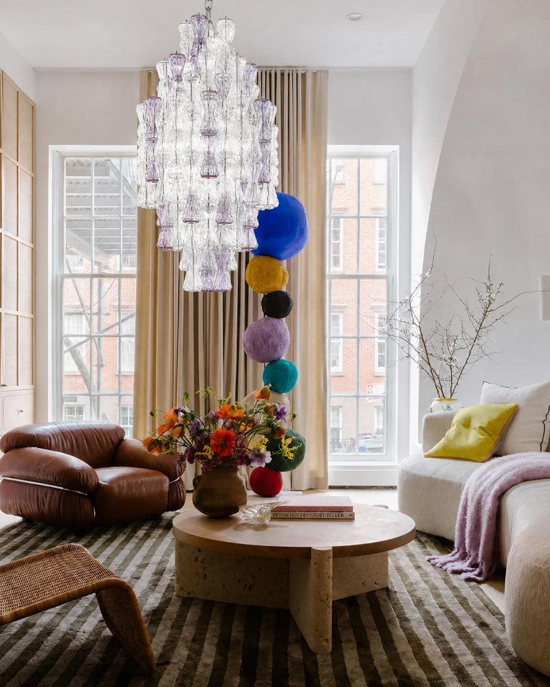 Hand Blown Glass Waterfall Chandelier - Tiered Statement Lighting