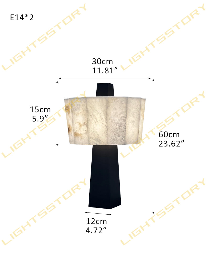 Bedside Tabletop Lamps LED Alabaster Grandeur Small Table Lamp Black Stainless Base D30*H60CM D11.81"*H23.63" White + Black Modern Table lamp