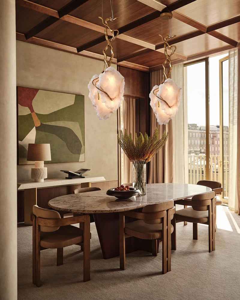 LightsStory Alabaster Sculpted Stone Pendant Light - Modern Art Design