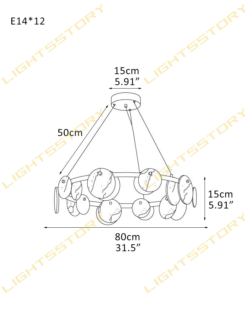 LightsStory Alabaster Statement Pendant Light - Linear Round Brass