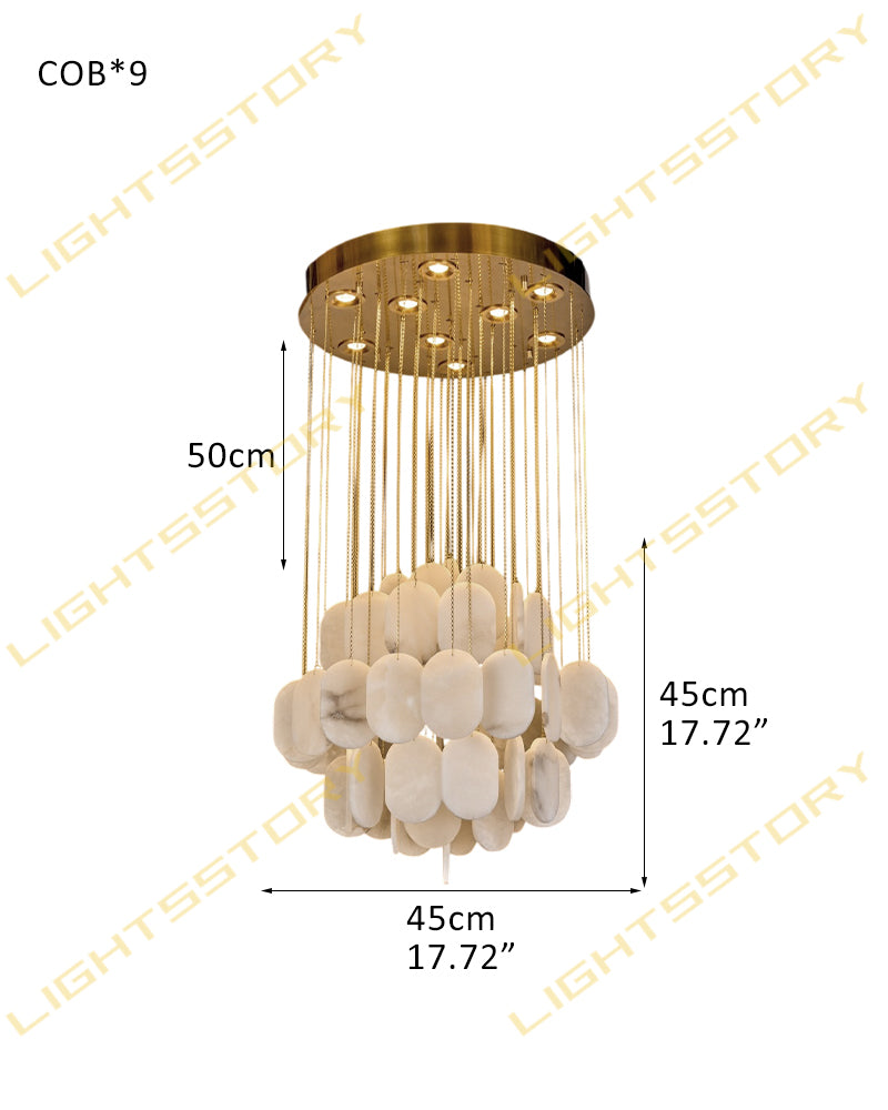 LightsStory Alabaster Streamline Chandelier - Geometrical White Stone