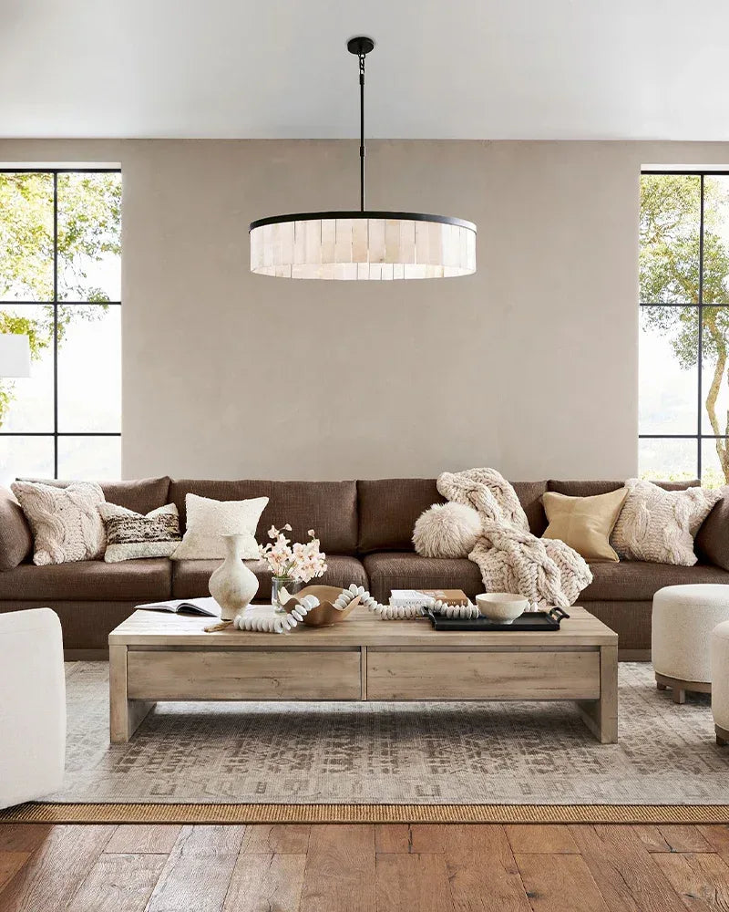 Windham Series Geometric Chandelier | Triple Tier Handcrafted Natural Plaster, Textured Matte Finish for Living Rooms, Bedrooms, and Dining Areas American chandelier