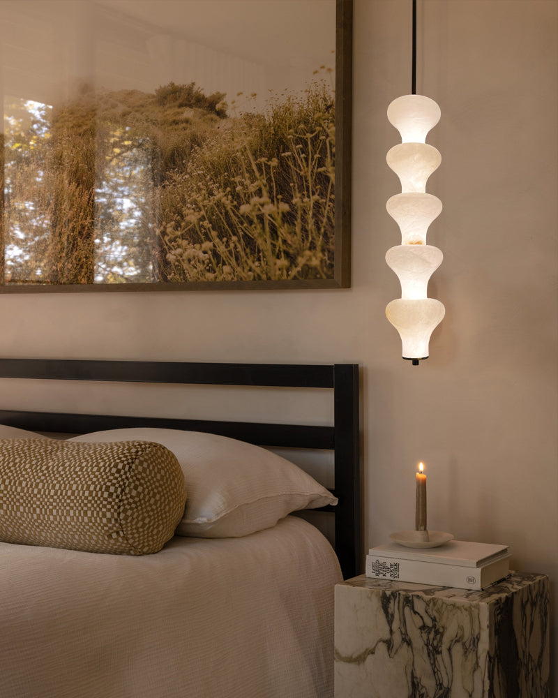 Modern Sculptural Alabaster Pendant Light with 5 Light Cluster Design for Kitchen Island Modern Pendant lamp