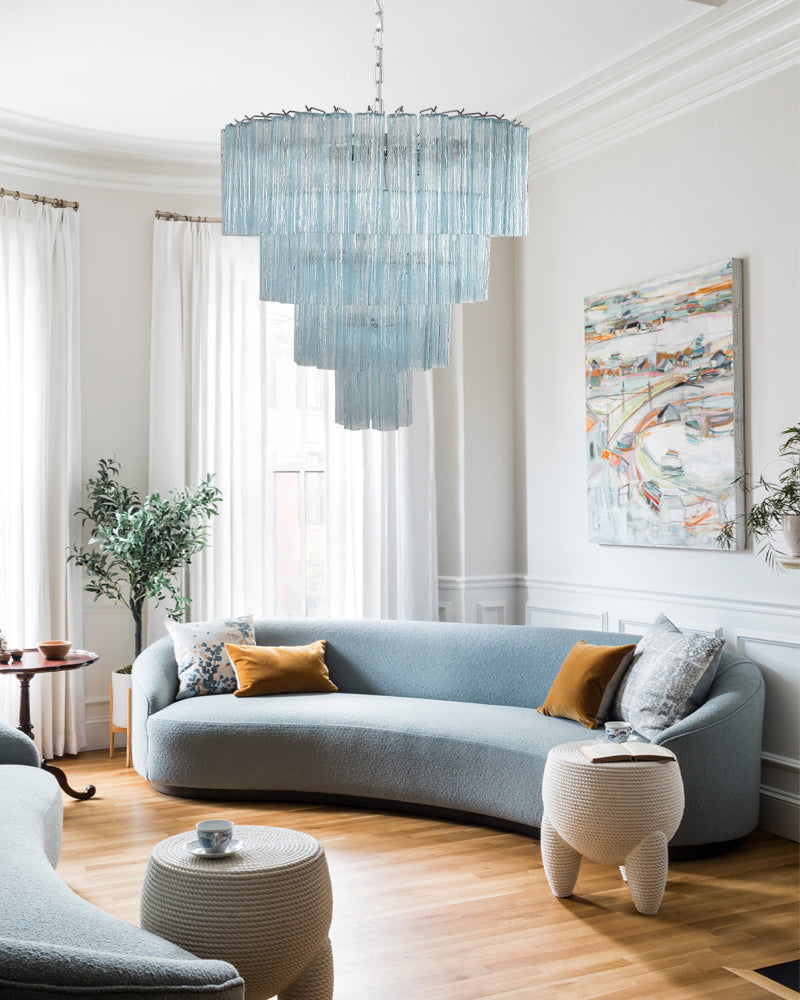 4 tier murano glass blue chandelier light