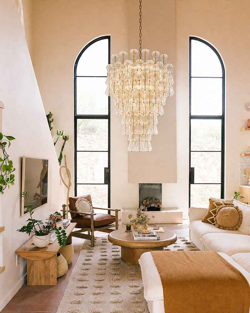 Hand Blown Glass Waterfall Chandelier - Tiered Statement Lighting (Copy)